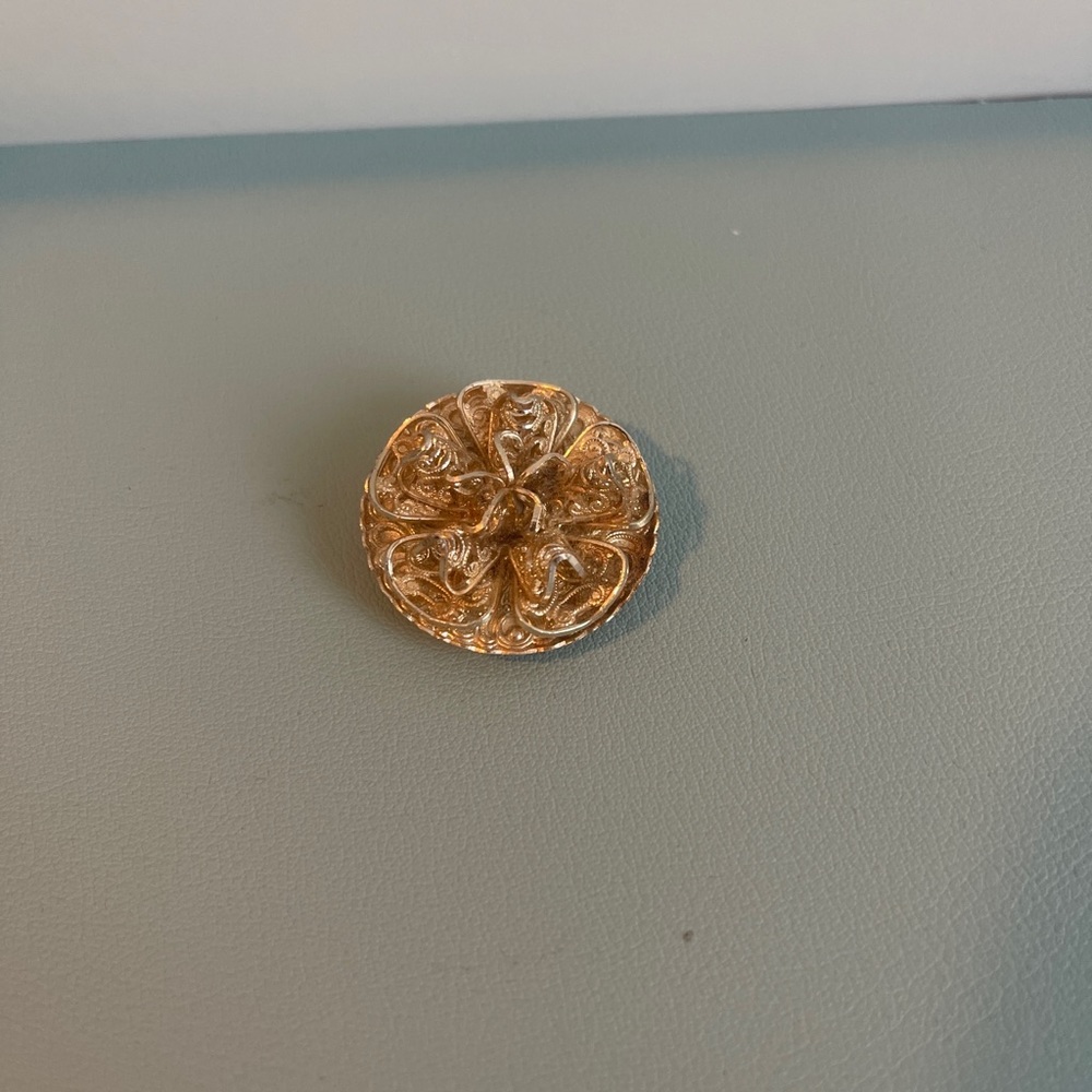 Gold-tone Signed Western Germany Filigree Scarf Clip